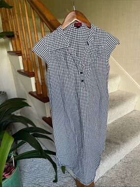 Merona Blue and White Coastal Gingham Shirt Dress